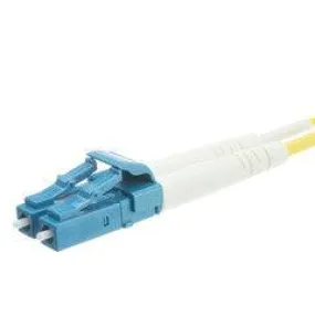 LC Duplex Fiber Optic Patch Cable, OS2 9/125 Singlemode, Yellow Jacket, Blue Connector, 30 meter (98.4 foot)