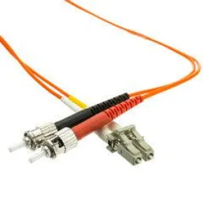 LC/UPC to ST/UPC OM4 Duplex 2.0mm Fiber Optic Patch Cord, OFNR, Multimode 50/125 10Gbit, Aqua Jacket, 3 meter (10 foot)