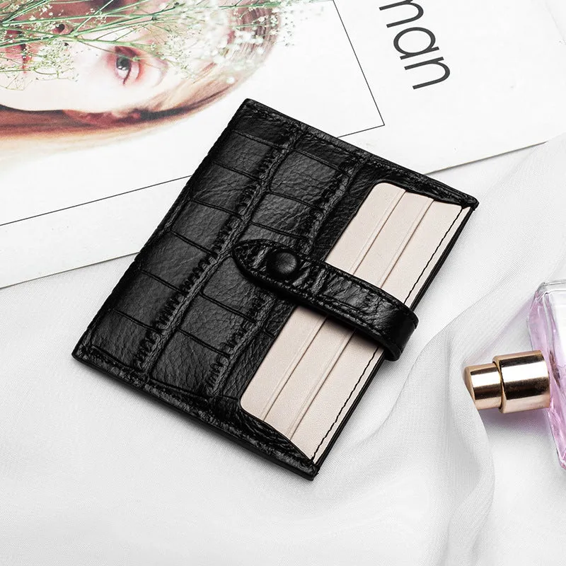 Leather Card Case Female Small Ultra-thin Credit Card Holder Cowhide  Pattern Ins Card Case Wallet