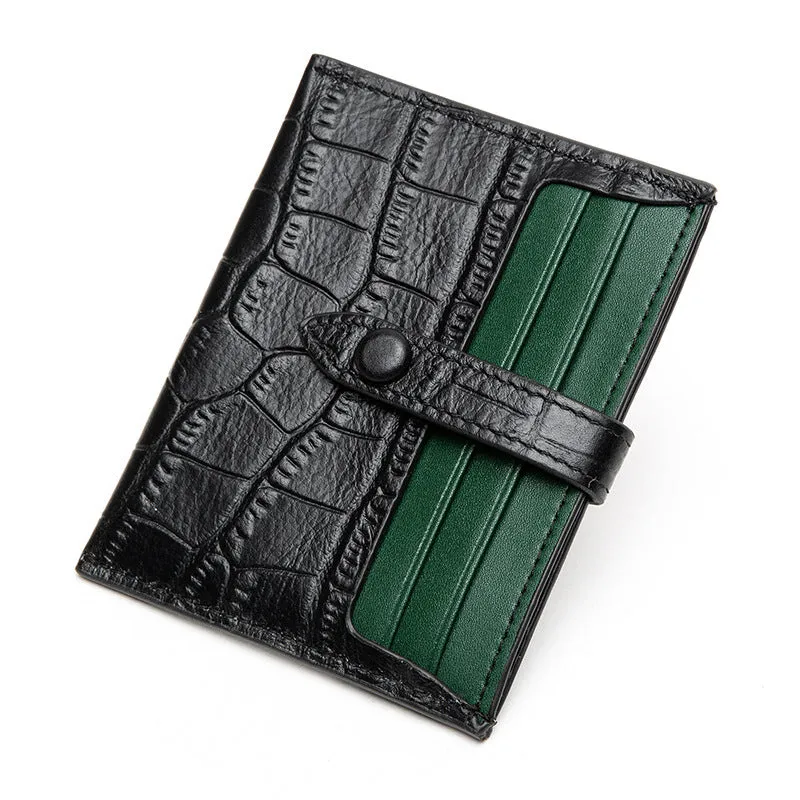 Leather Card Case Female Small Ultra-thin Credit Card Holder Cowhide  Pattern Ins Card Case Wallet