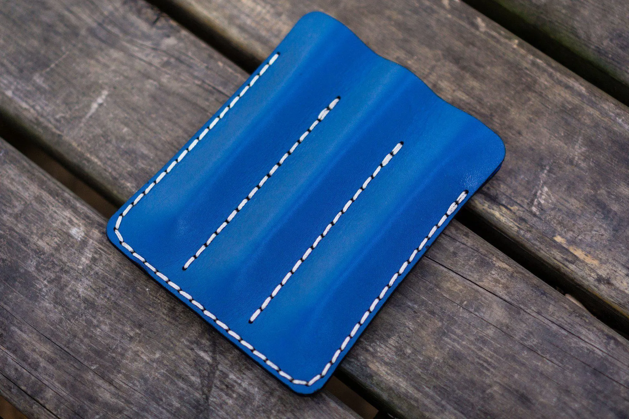 Leather Triple Fountain Pen Case / Pen Pouch - Blue