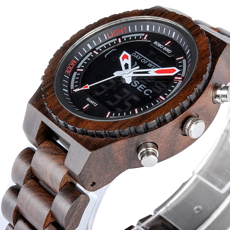 LED Digital Wood Watch for Men