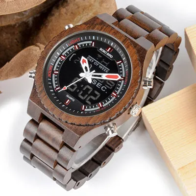 LED Digital Wood Watch for Men