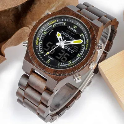 LED Digital Wood Watch for Men