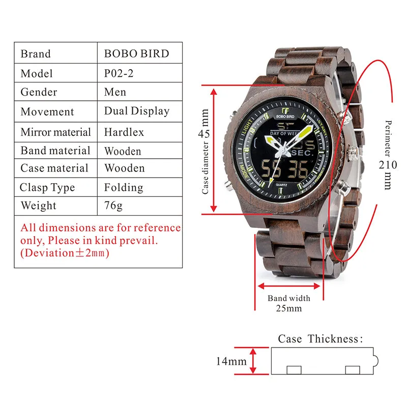 LED Digital Wood Watch for Men