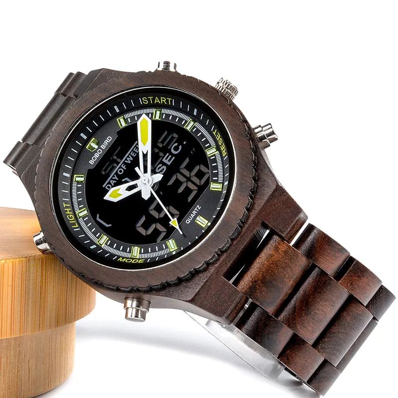 LED Digital Wood Watch for Men