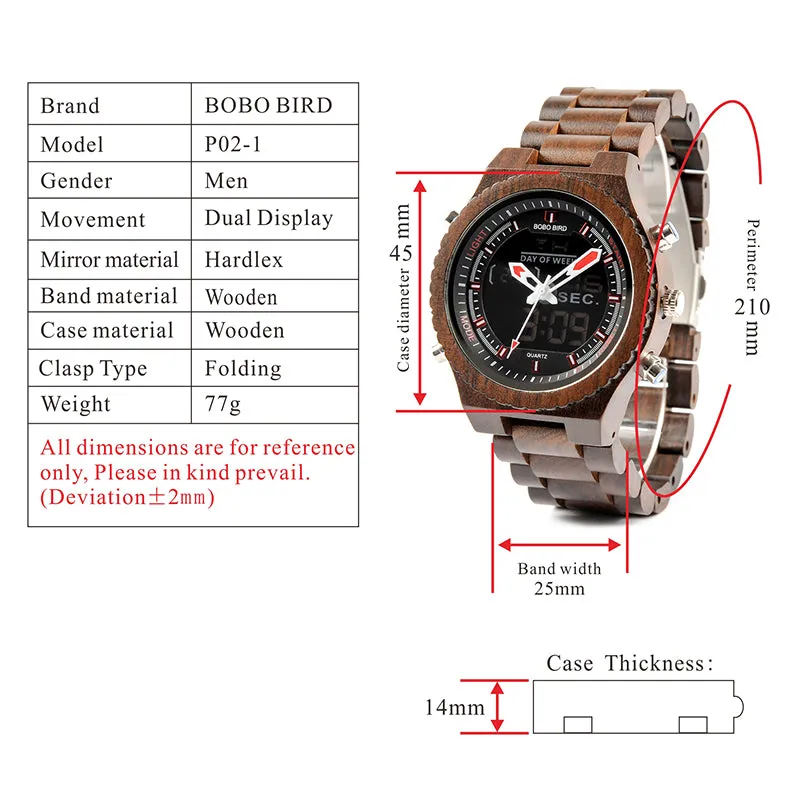 LED Digital Wood Watch for Men