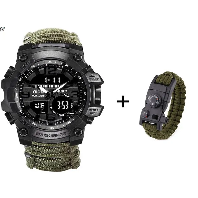 LED Military Watch with compass 30M Waterproof