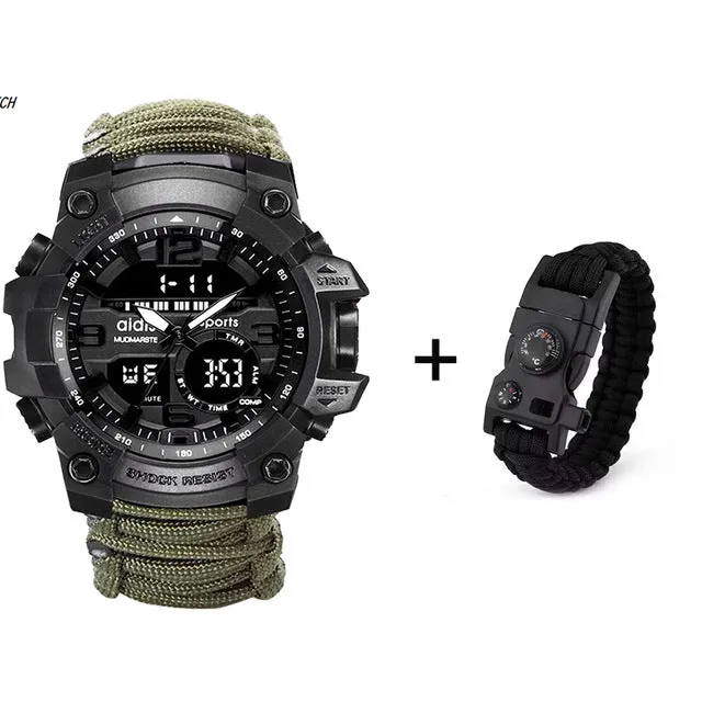 LED Military Watch with compass 30M Waterproof