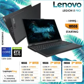 Lenovo Legion 5 Pro 82WK008HUS Core i9-13900hx Rtx 4070 Qhd  16" Gaming Laptop Offers (Brand New)