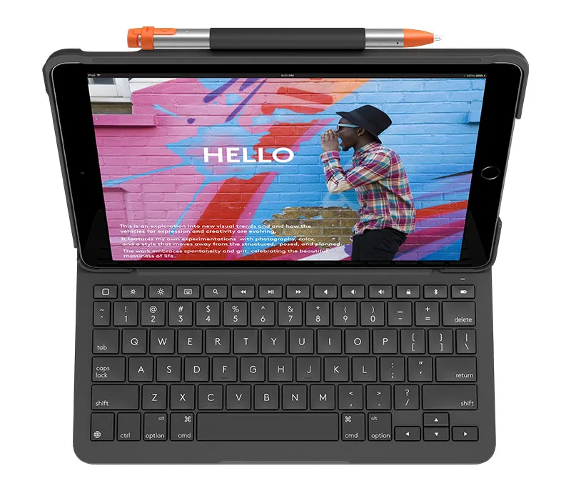 Logitech Slim Folio - Keyboard And Folio Case - Wireless - Bluetooth - Qwerty - Uk - Graphite - For Apple 10.2-Inch Ipad