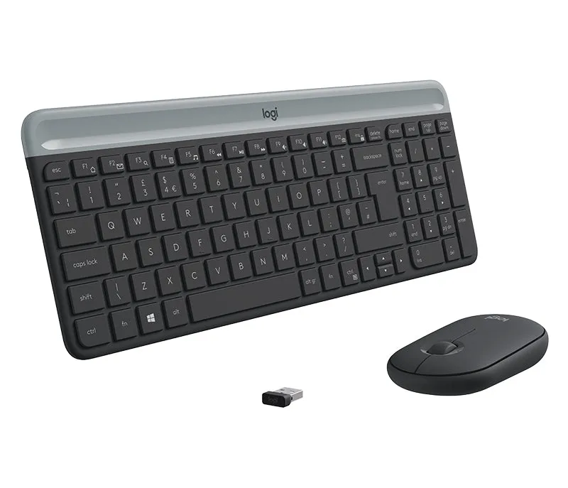 Logitech Slim Wireless Combo Mk470 - Keyboard And Mouse Set - Wireless - 2.4 Ghz - Qwerty - Uk - Graphite