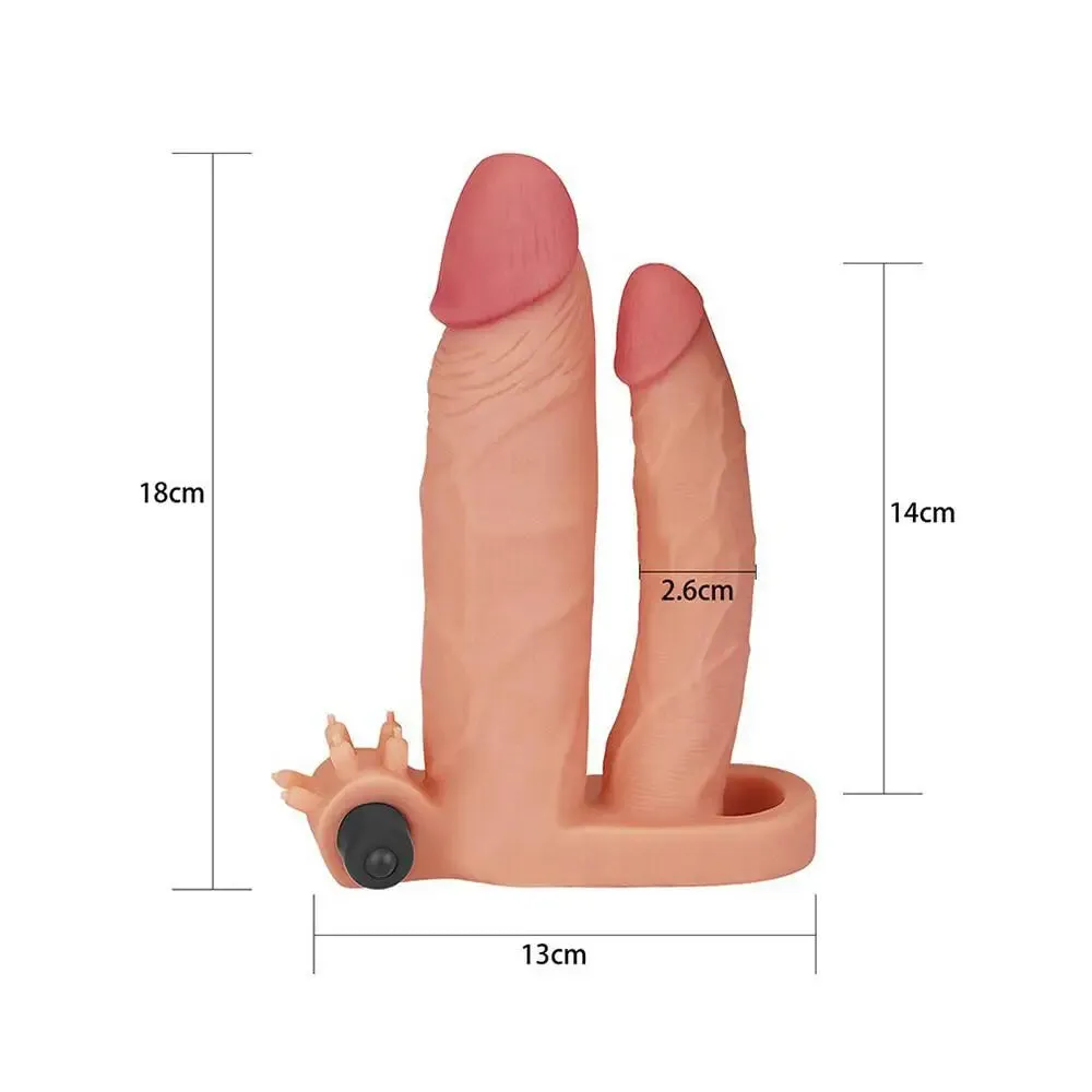 Lovetoy Realistic Feel Flesh Pink Vibrating Double Pleasure Penis Extender