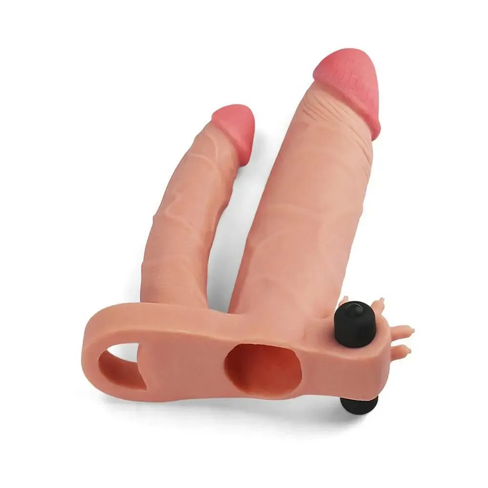 Lovetoy Realistic Feel Flesh Pink Vibrating Double Pleasure Penis Extender