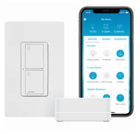 Lutron P-BDG-PKG1WS Caseta Smart Switch Kit, White