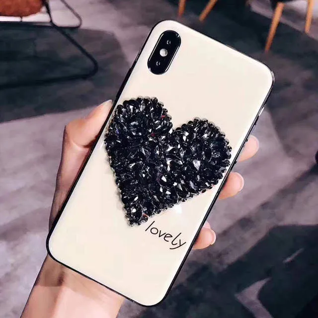 Luxury 3d Heart rhinestone bling phone case iphone