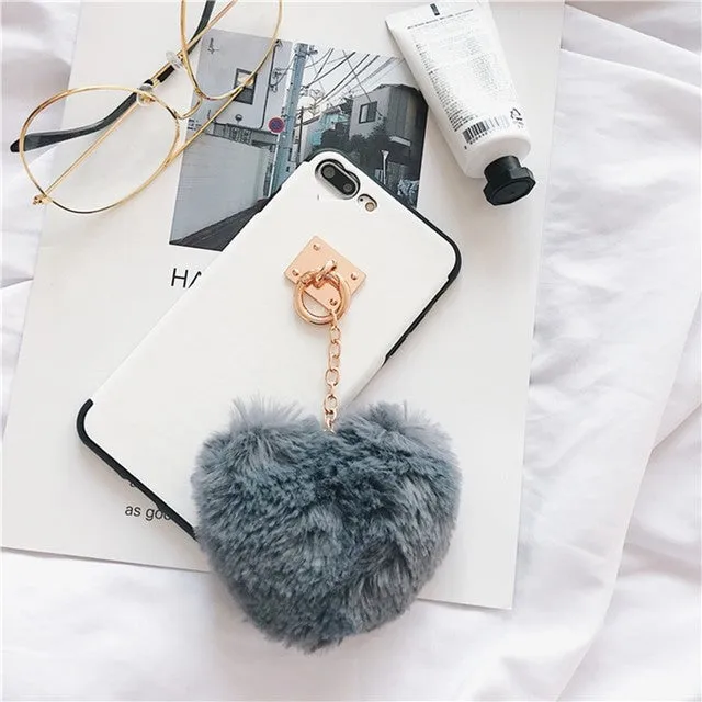 Luxury Heart fur ball iPhone phone case