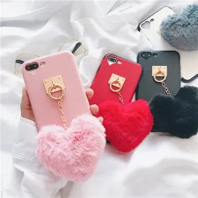 Luxury Heart fur ball iPhone phone case