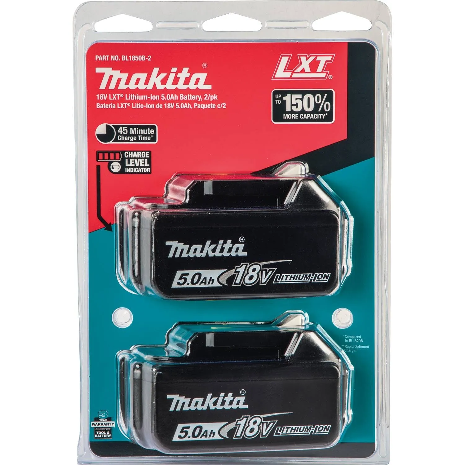 Makita 18V LXT 5.0 Ah Lithium-Ion Battery 2-Pack