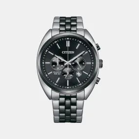 Men's Black Chronograph Stainless Steel Watch AN8218-54E