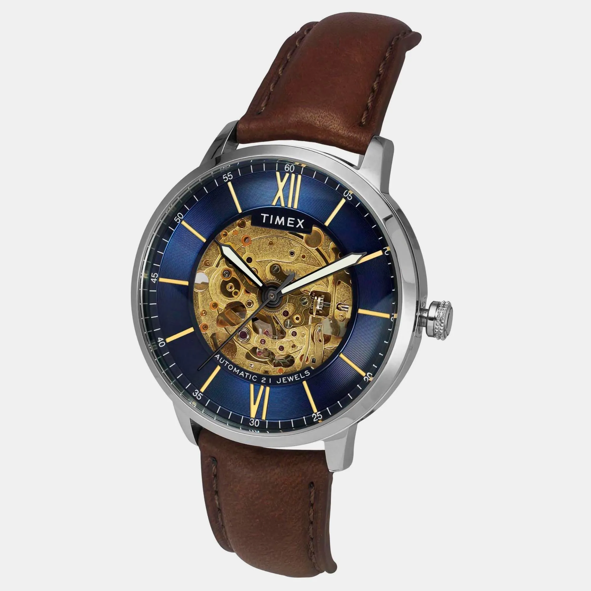 Men's E Class Blue Dial Automatic Leather Watch TWEG23501