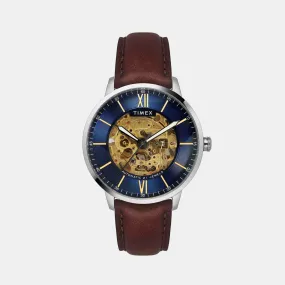 Men's E Class Blue Dial Automatic Leather Watch TWEG23501