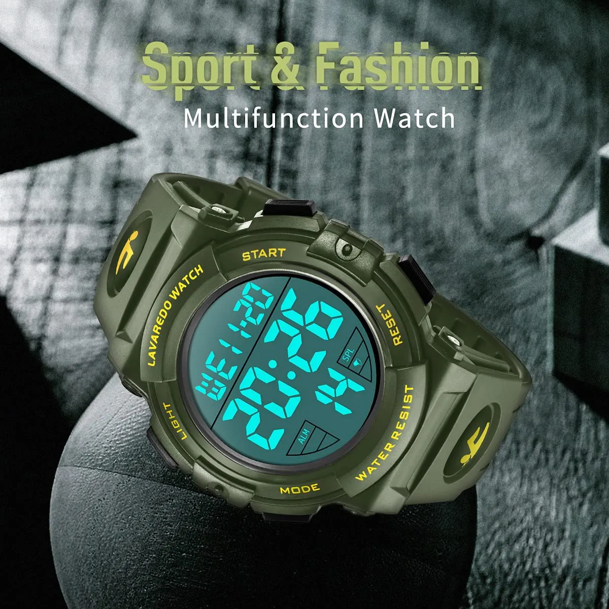 Mens Watch, Digital Sports Watch Waterproof Outdoor Ultra-Thin Minimalist Watch with Stopwatch Countdown Timer Dual Time Black Wrist Watch for Men