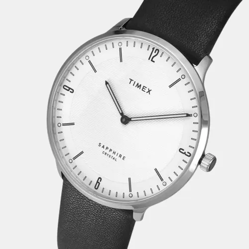 Men's White Dial Analog Leather Watch TWEG22100