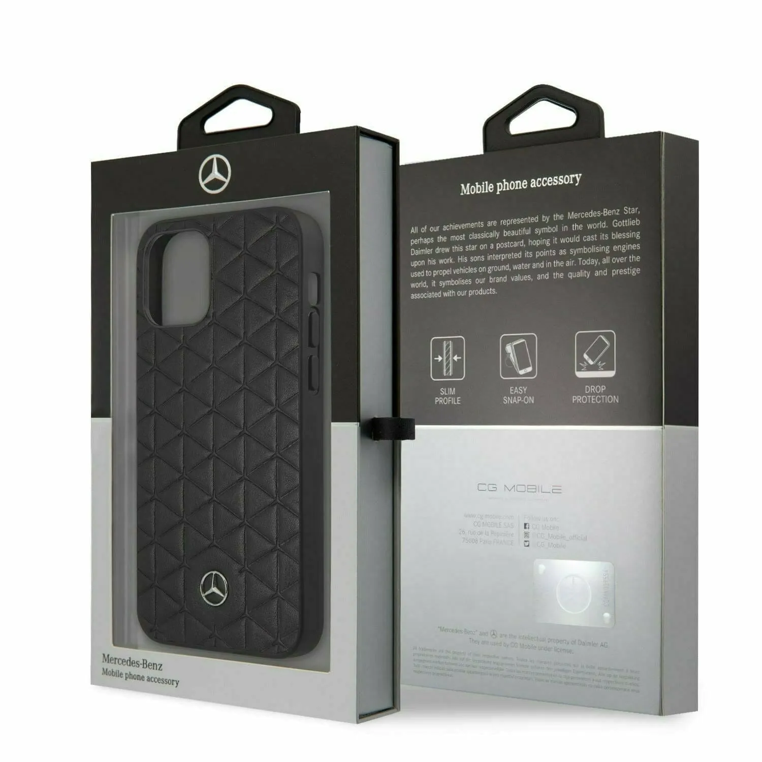 Mercedes-Benz AMG Petronas Leather Black/Brown Quilted Mini Stars- iPhone 13