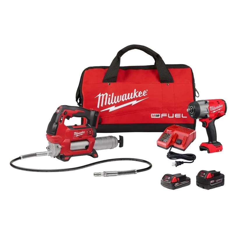 Milwaukee M18 FUEL 1/2 in. High Torque Impact Wrench and Grease Gun Kit (Battery & Charger)