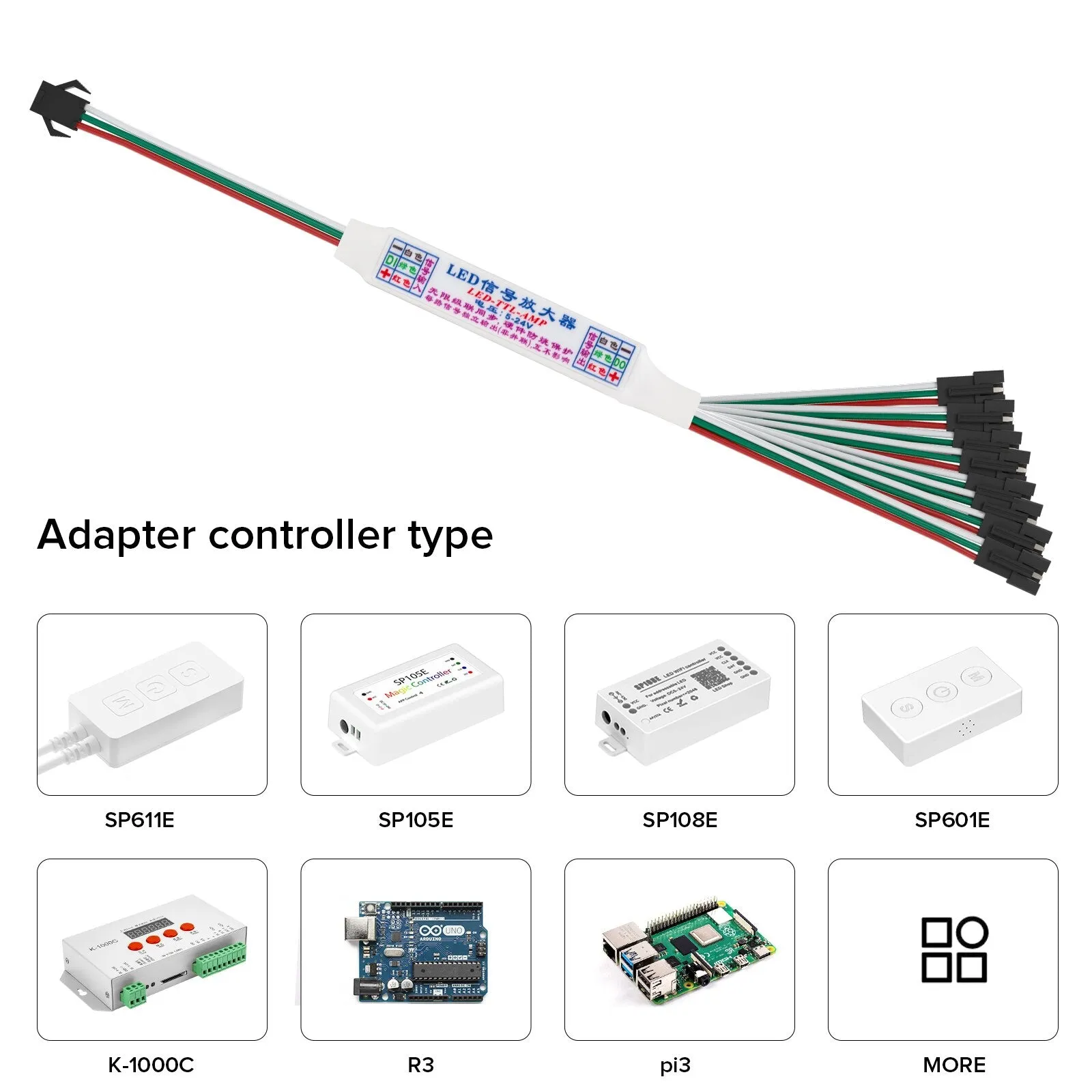 Mini TTL Signal Amplifier Repeater 1 TO 4/8 Support 3Pin Addressable RGB IC WS2812B WS2811 16703 SK6812 DC 5-24V