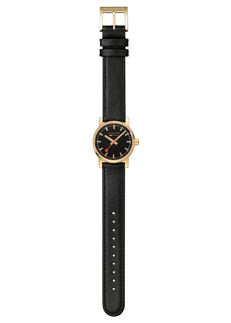 MONDAINE OFFICIAL SWISS RAILWAYS EVO2 GOLD BLACK LEATHER MSE.30120 LB