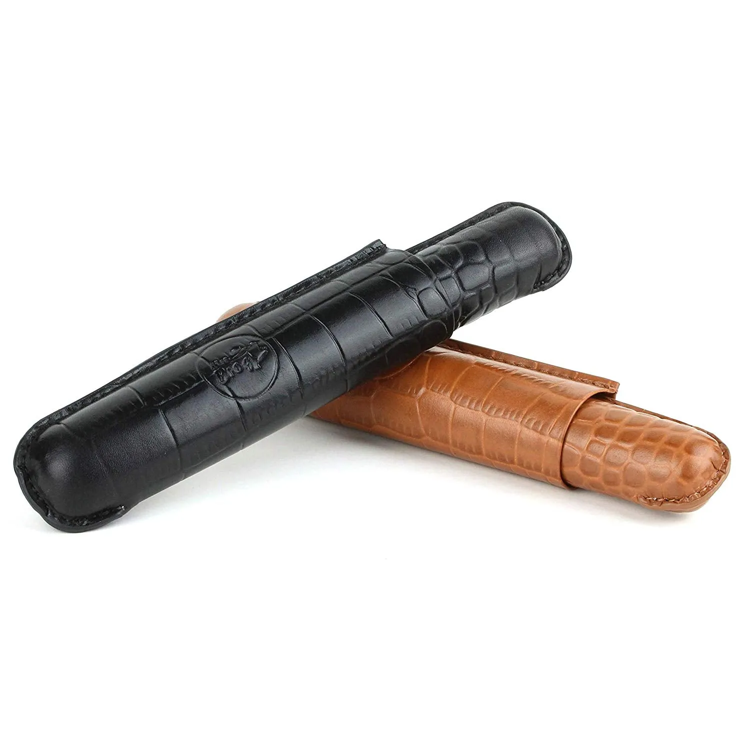 Mrs. Brog Elegant Full Grain Leather Single Cigar Tube - Travel Case