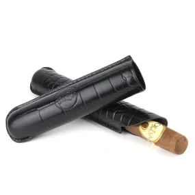 Mrs. Brog Elegant Full Grain Leather Single Cigar Tube - Travel Case