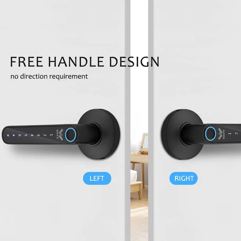 Multiple Unlocked ways with Phantom Password Fingerprint, Free Tuya Smart Management Smart HandleDoor Lock for Home Office Hotel and AirBNB