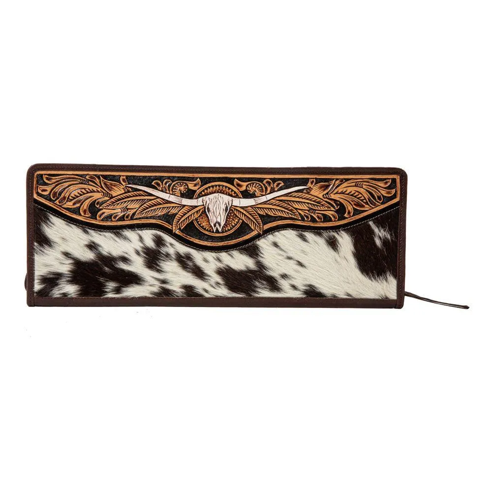 Myra Bag Spirit of the Herd Hand Tooled Cowhide Jewelry Case S-8091