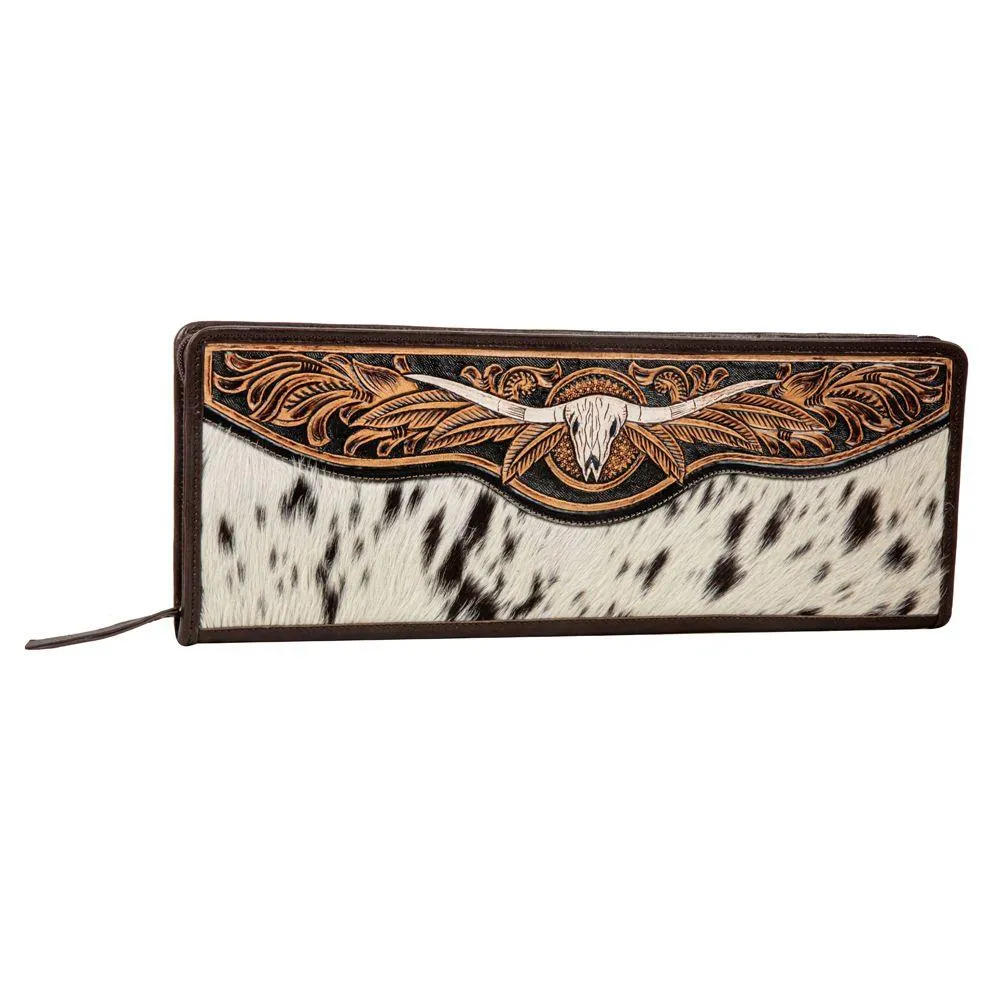 Myra Bag Spirit of the Herd Hand Tooled Cowhide Jewelry Case S-8091