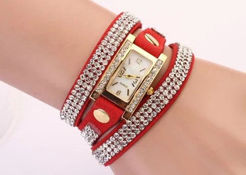 New design women vintage cow leather strap watches,set auger rivet bracelet women dress watches,women wristwatches