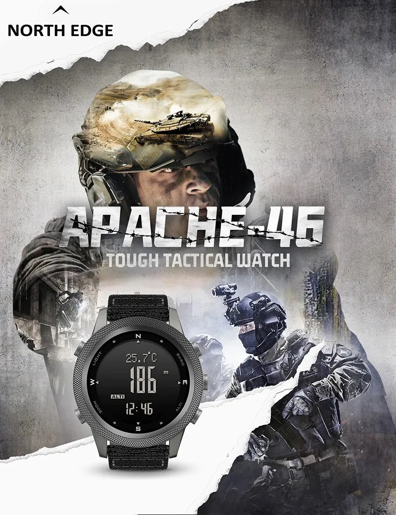 North Edge Mars Watch Rugged Military-Grade Digital Watch for Men, 50m waterproof