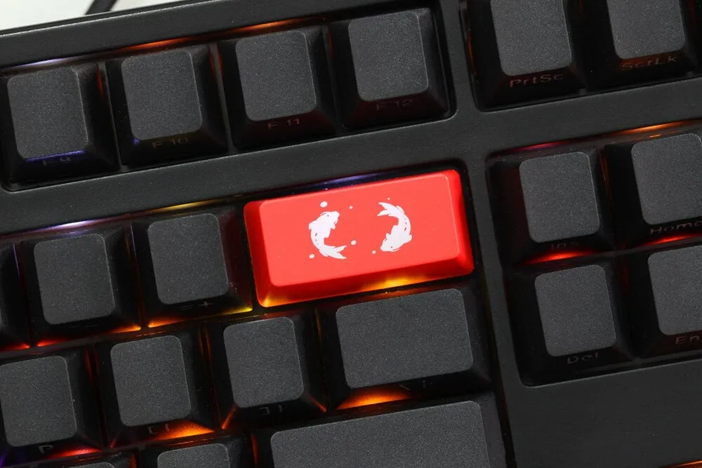 Novelty Keycaps ABS Etched Shine-Through koi fish black red enter backspace