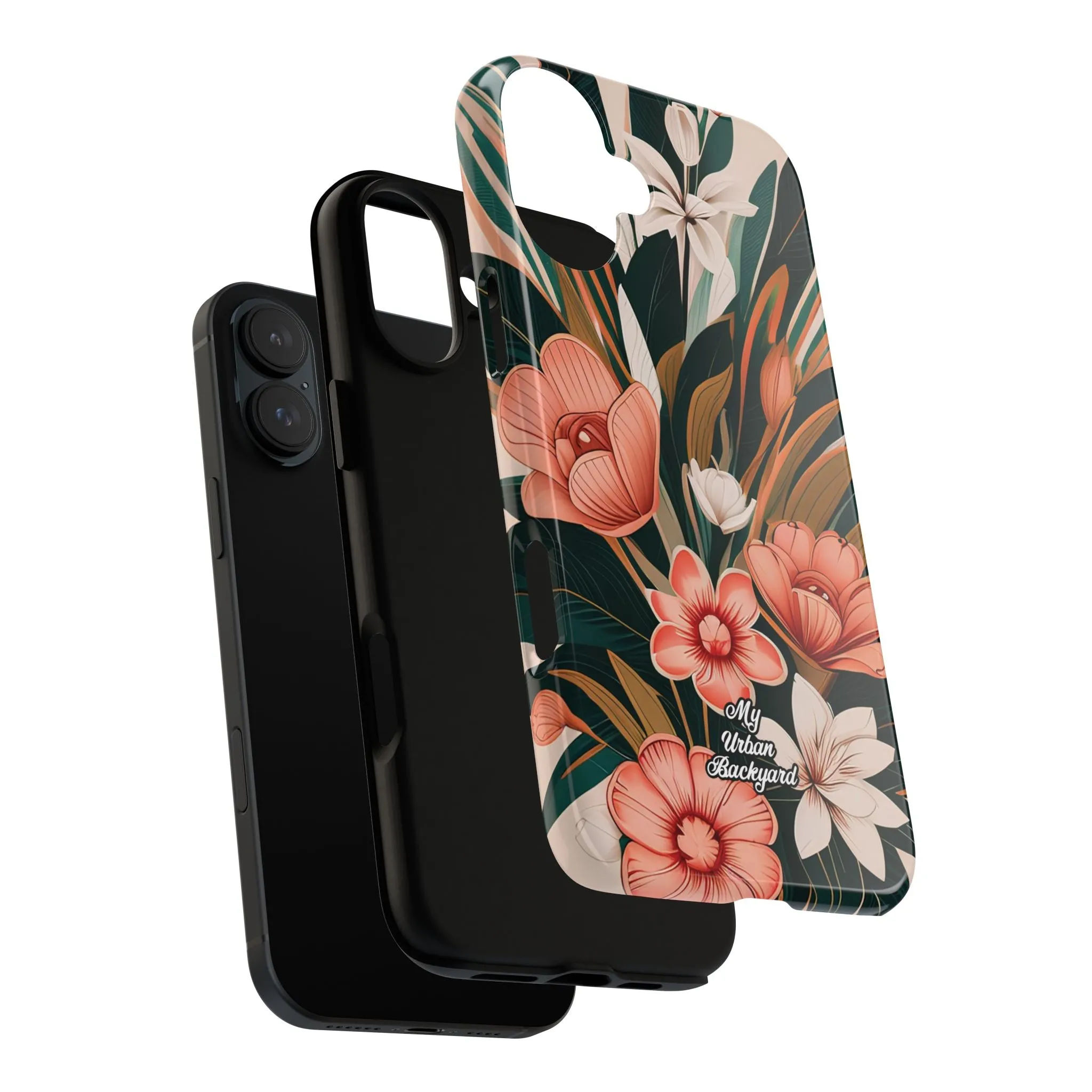 Peach Art Deco Flowers, Cell Phone Case - Apple, Samsung or Google Pixel