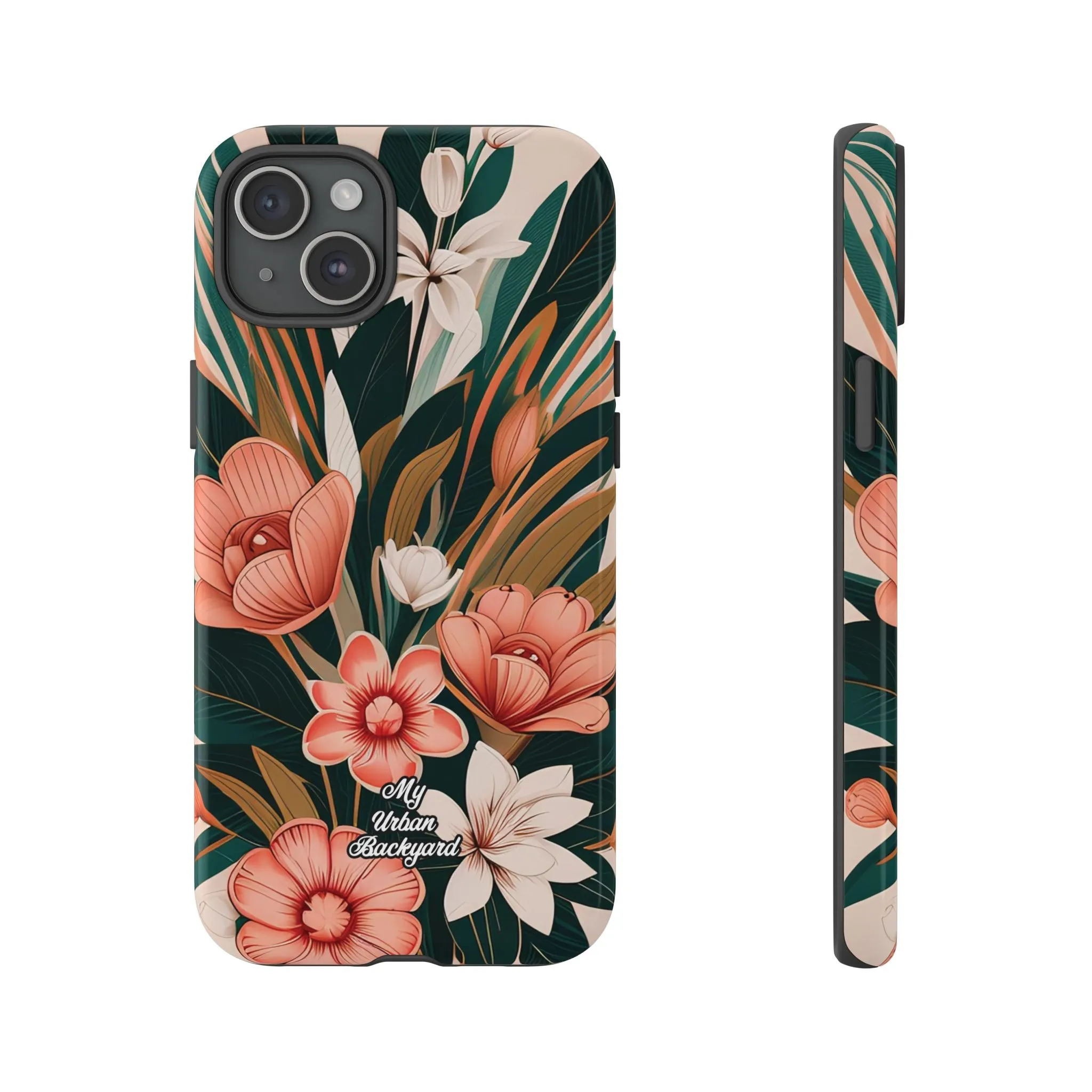 Peach Art Deco Flowers, Cell Phone Case - Apple, Samsung or Google Pixel