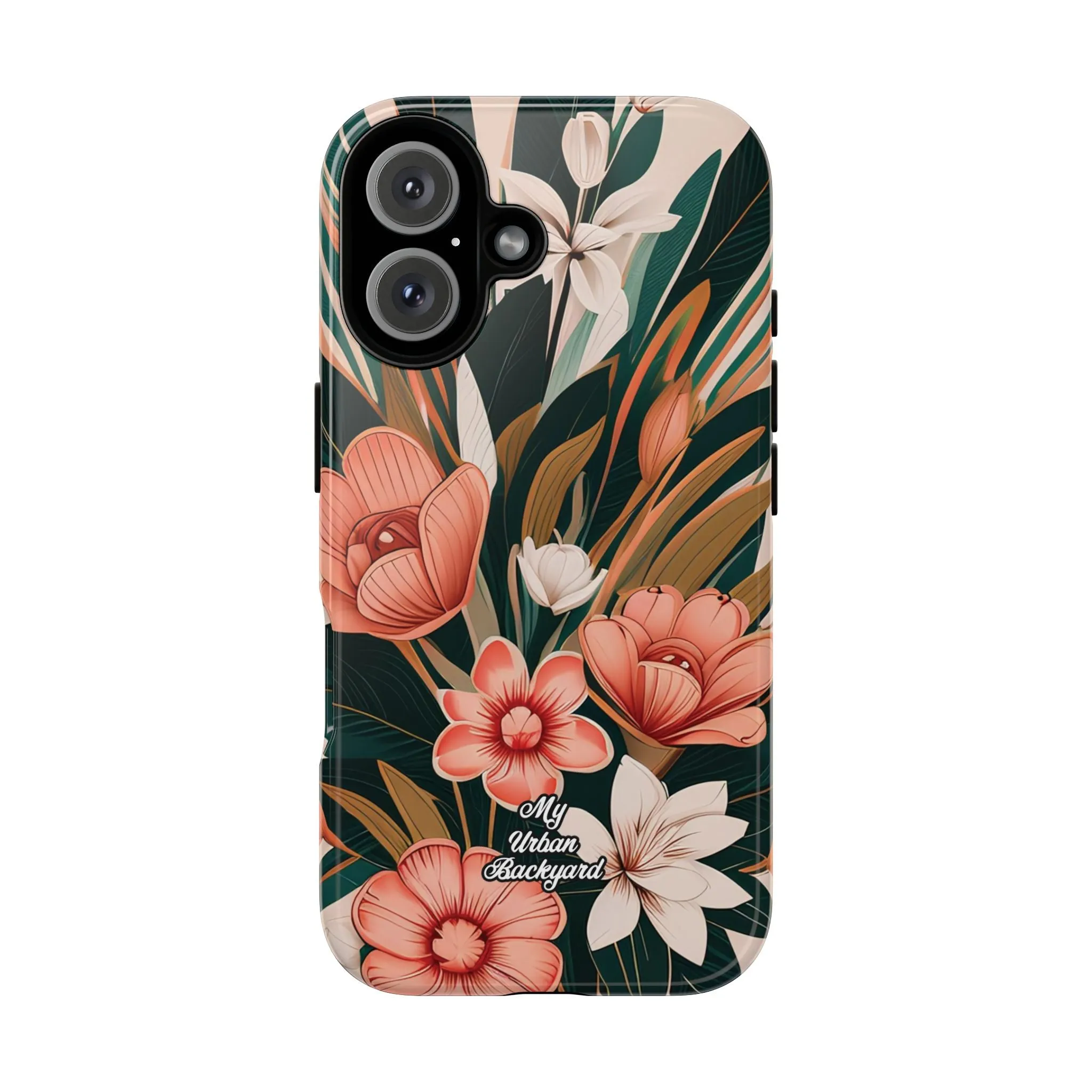 Peach Art Deco Flowers, Cell Phone Case - Apple, Samsung or Google Pixel