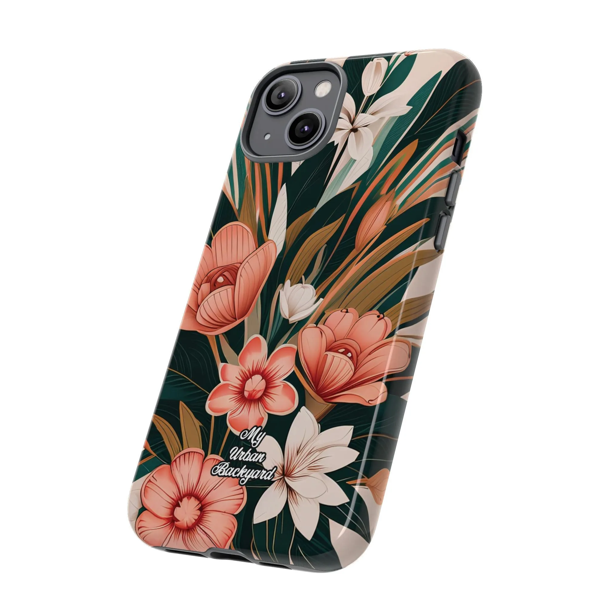 Peach Art Deco Flowers, Cell Phone Case - Apple, Samsung or Google Pixel