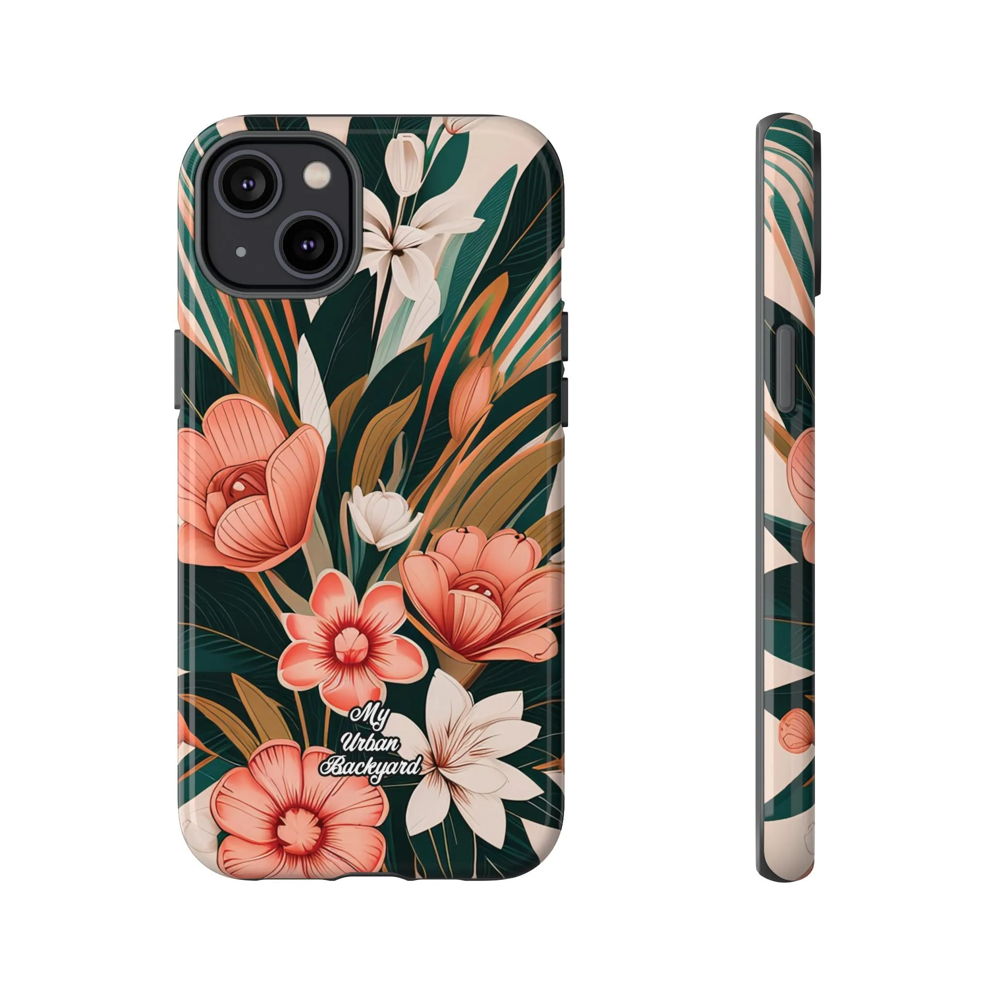 Peach Art Deco Flowers, Cell Phone Case - Apple, Samsung or Google Pixel