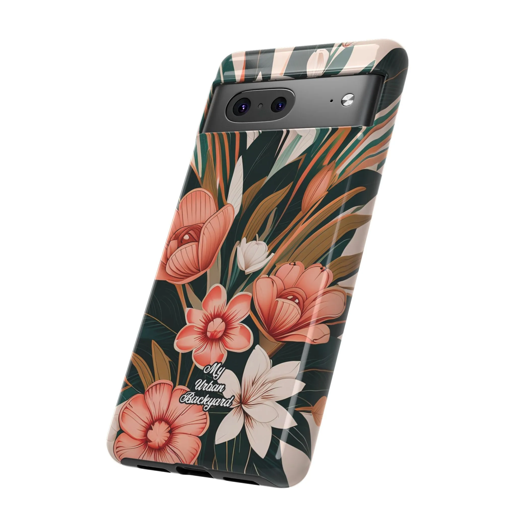 Peach Art Deco Flowers, Cell Phone Case - Apple, Samsung or Google Pixel