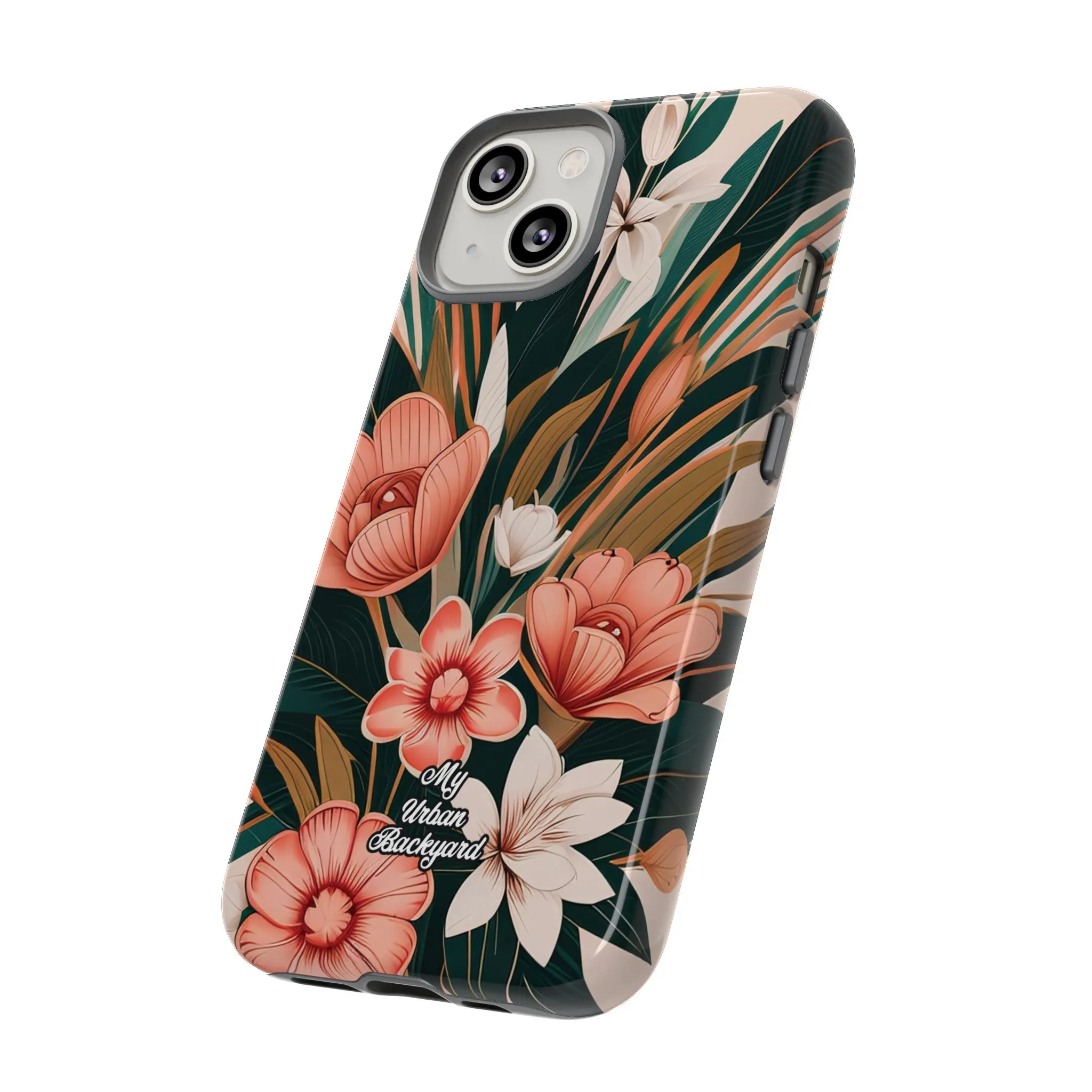 Peach Art Deco Flowers, Cell Phone Case - Apple, Samsung or Google Pixel