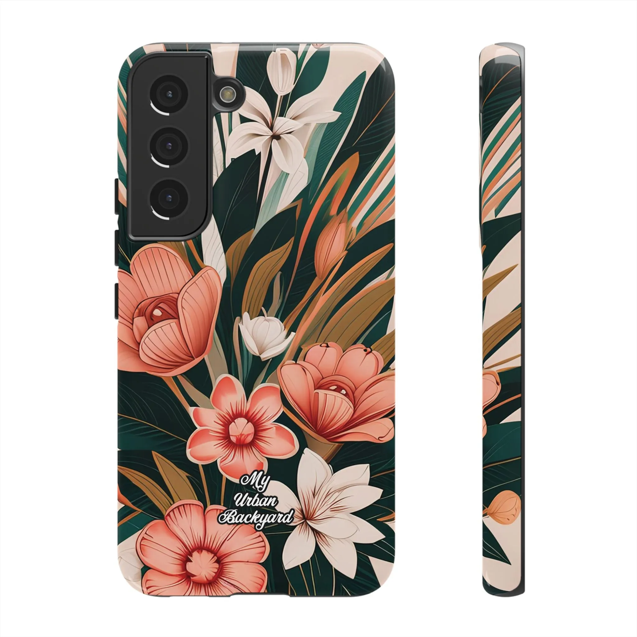 Peach Art Deco Flowers, Cell Phone Case - Apple, Samsung or Google Pixel