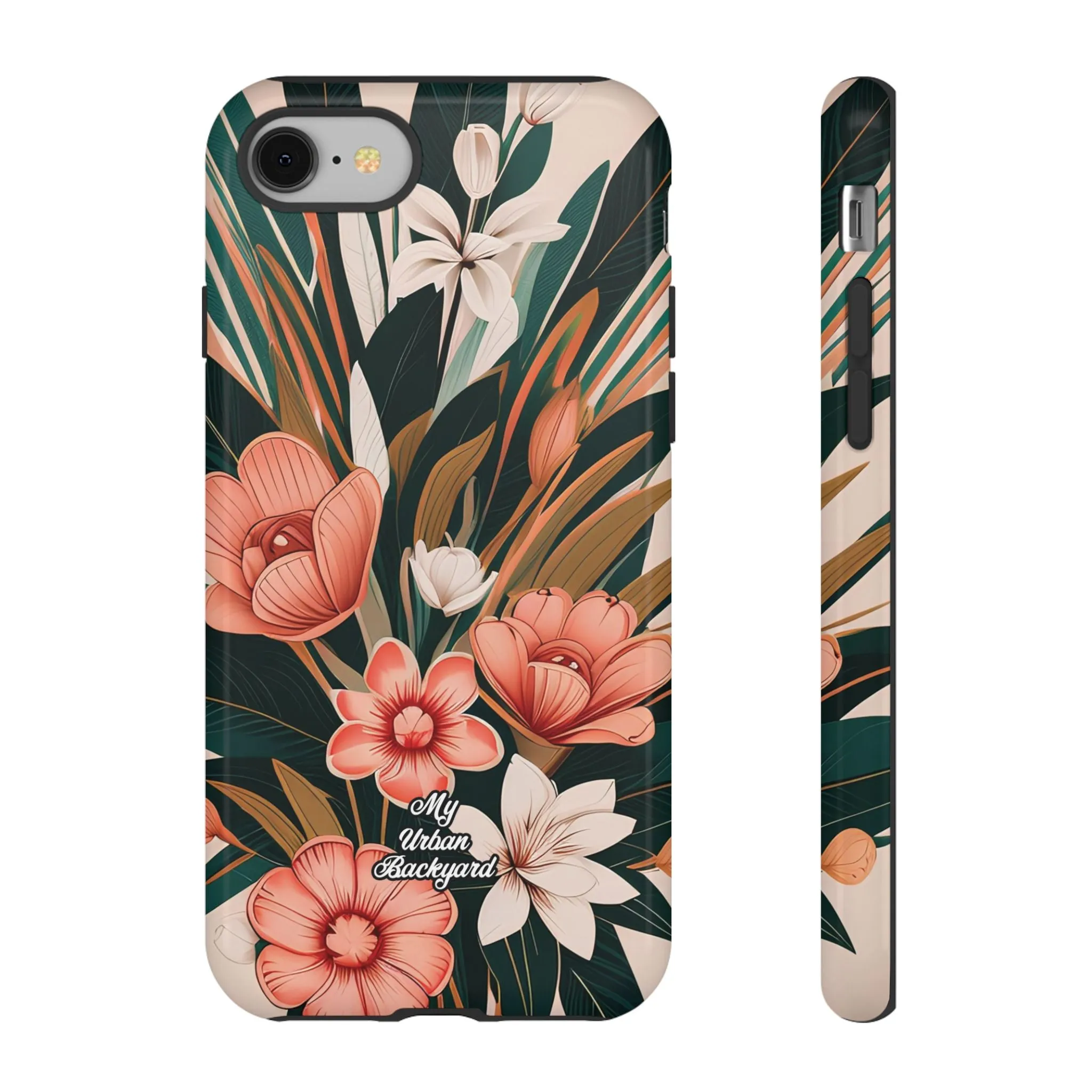 Peach Art Deco Flowers, Cell Phone Case - Apple, Samsung or Google Pixel