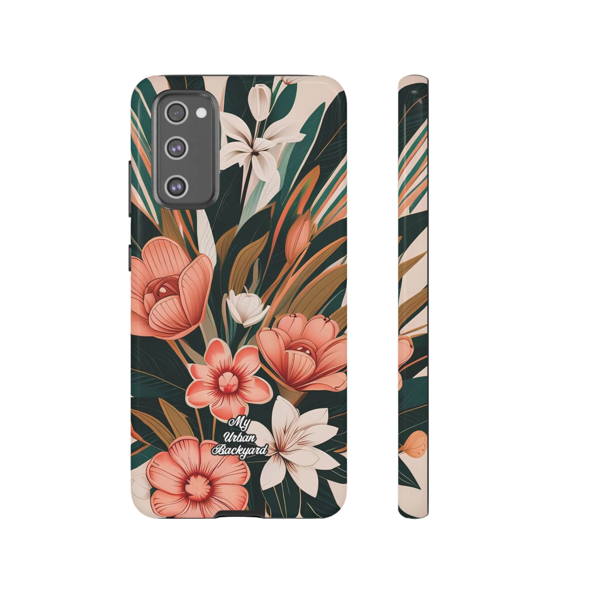 Peach Art Deco Flowers, Cell Phone Case - Apple, Samsung or Google Pixel